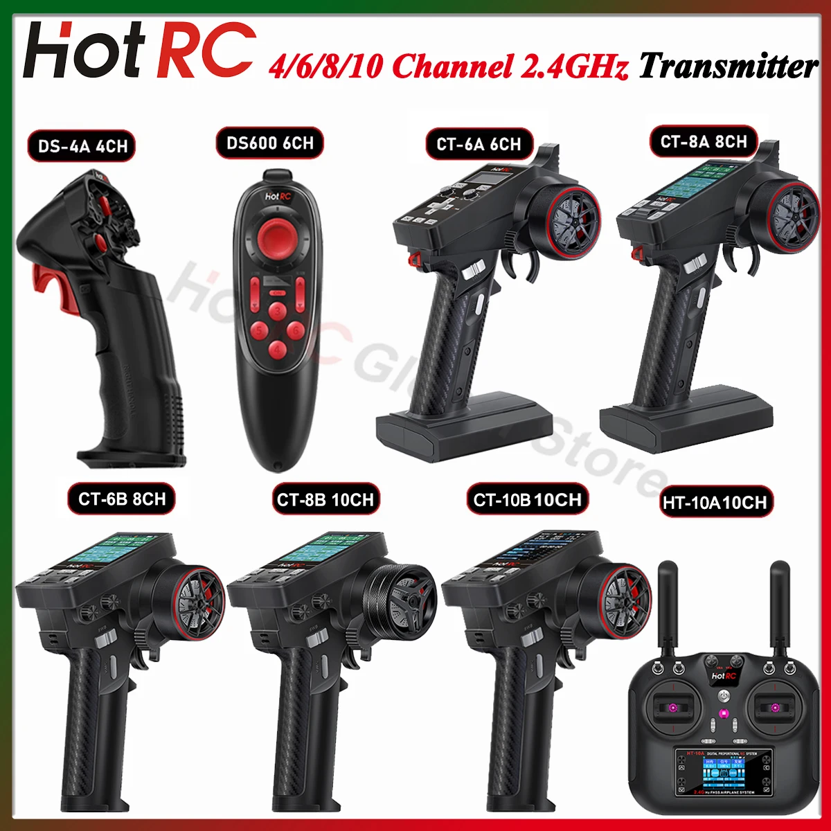 Rc Car Transmitter Receiver 6 Channel - Hotrc DS600 CT-6A CT-8B CT-10B HT-10A
